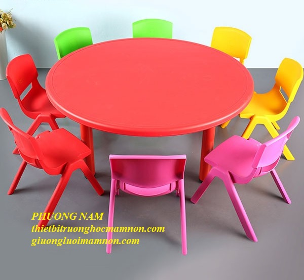 BÀN NHỰA TRÒN MẦM NON NHẬP KHẨU