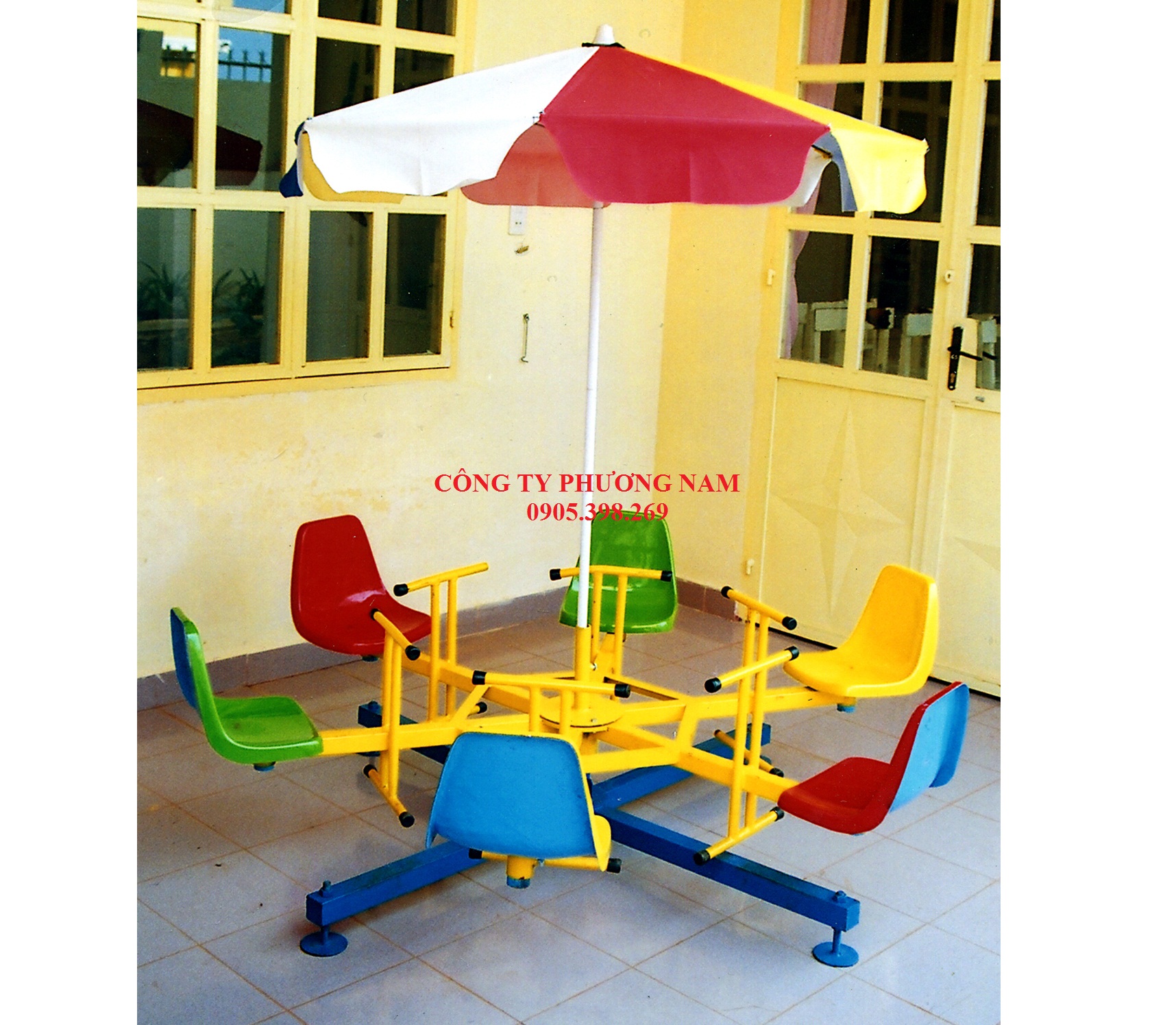 Đu quay 6 ghế ngồi có dù